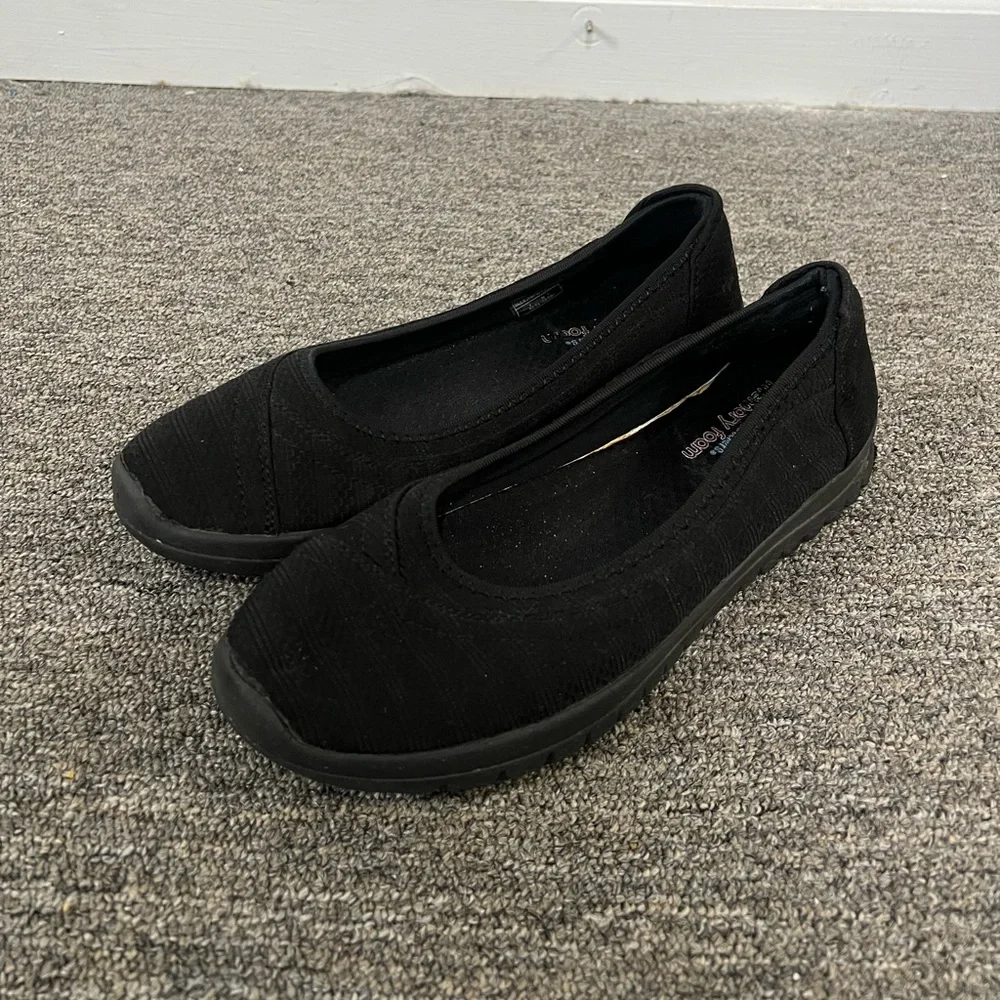 Bobs By Skechers Black Memory Foam Slip On Shoes Size 9 US